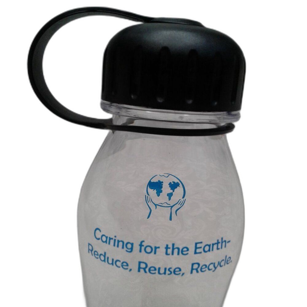 Caring for Earth 9" Clear Ergonomic Grip Attached Twist Cap Water Bottle Tumbler